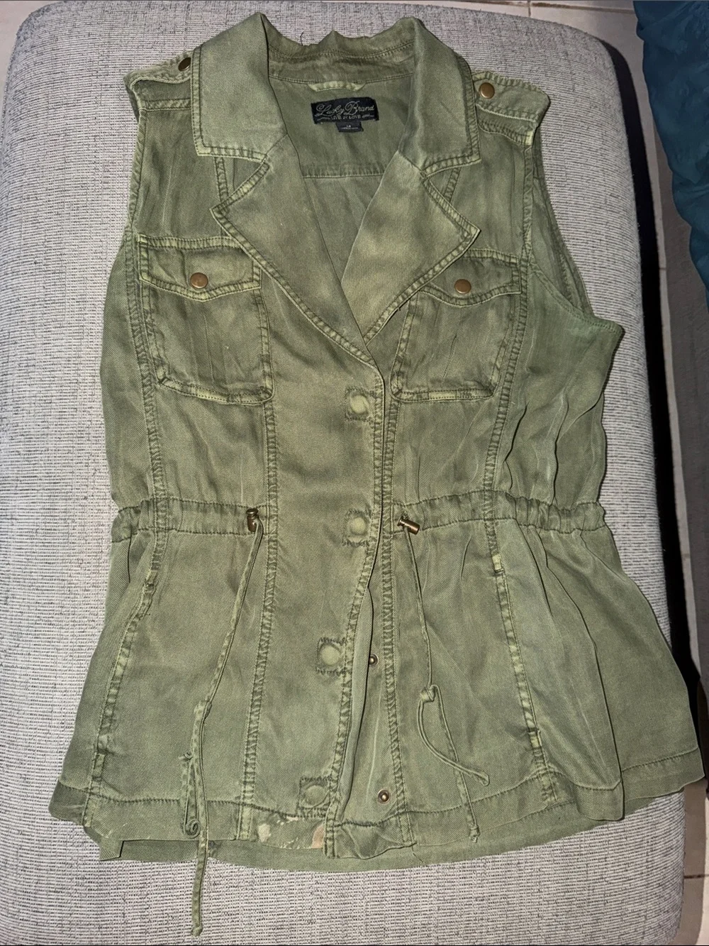Lucky Brand Live in Love Cargo Utility Jacket Vest Size Medium - Picture 1 of 5